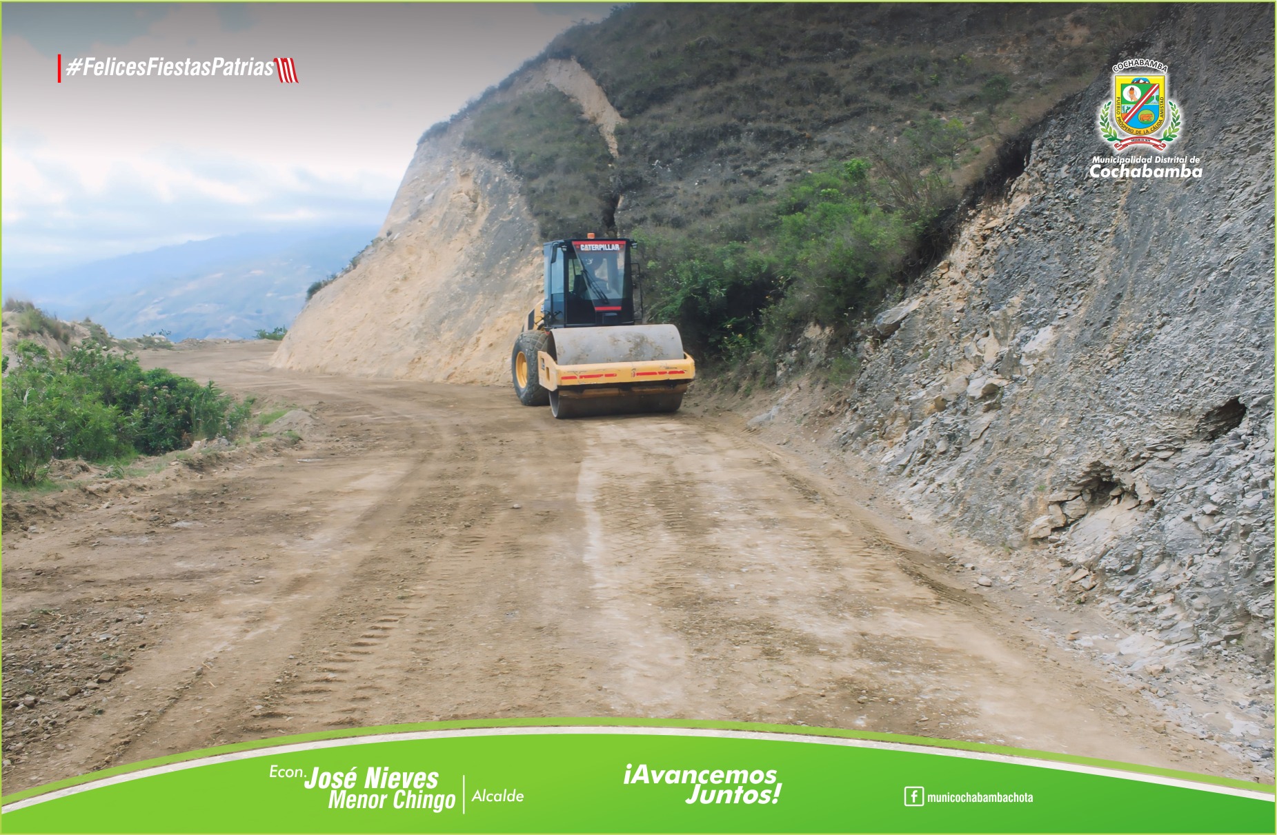 Fotografía del mejoramiento de la trocha carrozable en la vía Cochabamba-Sogos.