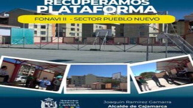 📌La Municipalidad Provincial de Cajamarca, a través de la subgerencia de Participación Vecinal y Registro Civil y el procurador Público Municipal, realizaron la recuperación extrajudicial de bienes municipales de la plataforma FONAVI II con partida electrónica N° 1141556 ubicado en av. vía de evitamiento norte (Fonavi II)  en el sector 05 Pueblo Nuevo en atención al expediente y en mérito a la Ordenanza Municipal N° 585-2016-CMPC y a la ley N° 30230.
🚨Por versión de los propios vecinos, era utilizada con fines de lucro y no para fomentar el deporte entre los vecinos. 
✅Desde la comuna local, seguiremos impulsando acciones que ayuden a seguir recuperando espacios públicos en beneficio de la niñez y juventud de Cajamarca.