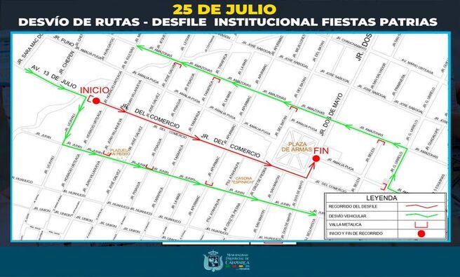 β
Conoce todas las rutas alternas que podrΓ‘s utilizar maΓ±ana desde las 7:00 a. m. hasta las 3:00 p.m. debido a que se desarrollarΓ‘ el desfile de instituciones por fiestas patrias.