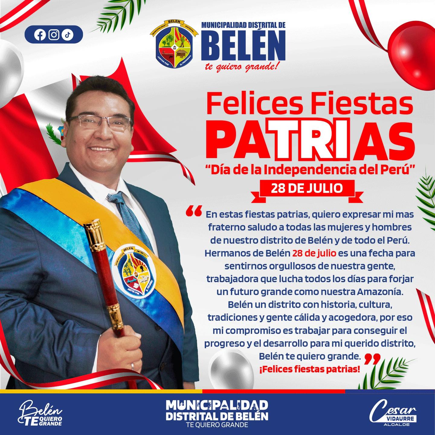 𝗘𝗻 𝗲𝘀𝘁𝗮𝘀 𝗙𝗶𝗲𝘀𝘁𝗮𝘀 𝗣𝗮𝘁𝗿𝗶𝗮𝘀, 𝗰𝗲𝗹𝗲𝗯𝗿𝗲𝗺𝗼𝘀 𝗰𝗼𝗻 𝗼𝗿𝗴𝘂𝗹𝗹𝗼 𝘆 𝗮𝗹𝗲𝗴𝗿𝗶́𝗮 𝗲𝗹 𝗴𝗹𝗼𝗿𝗶𝗼𝘀𝗼 𝗹𝗲𝗴𝗮𝗱𝗼 𝗱𝗲 𝗻𝘂𝗲𝘀𝘁𝗿𝗮 𝗮𝗺𝗮𝗱𝗮 𝗽𝗮𝘁𝗿𝗶𝗮. ¡𝗙𝗲𝗹𝗶𝗰𝗲𝘀 𝗙𝗶𝗲𝘀𝘁𝗮𝘀 𝗣𝗮𝘁𝗿𝗶𝗮𝘀, 𝗕𝗲𝗹𝗲́𝗻!
🏅𝘊𝘦𝘴𝘢𝘳 𝘝𝘪𝘥𝘢𝘶𝘳𝘳𝘦 𝘍𝘭𝘰𝘳𝘪𝘥𝘢𝘴, 𝘈𝘭𝘤𝘢𝘭𝘥𝘦 𝘥𝘦 𝘉𝘦𝘭𝘦́𝘯