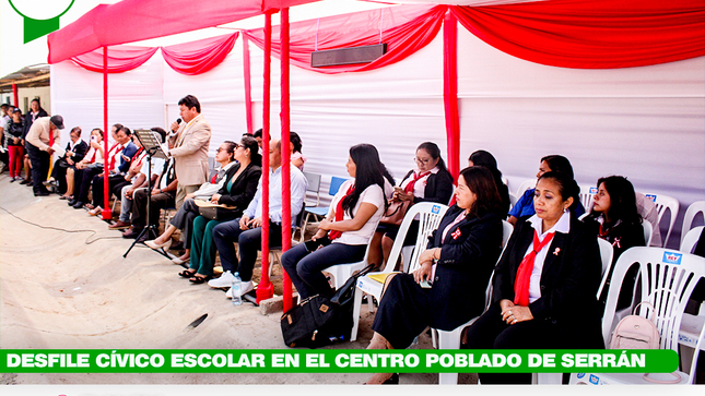 Desfile cívico escolar en el Centro Poblado de Serrán
