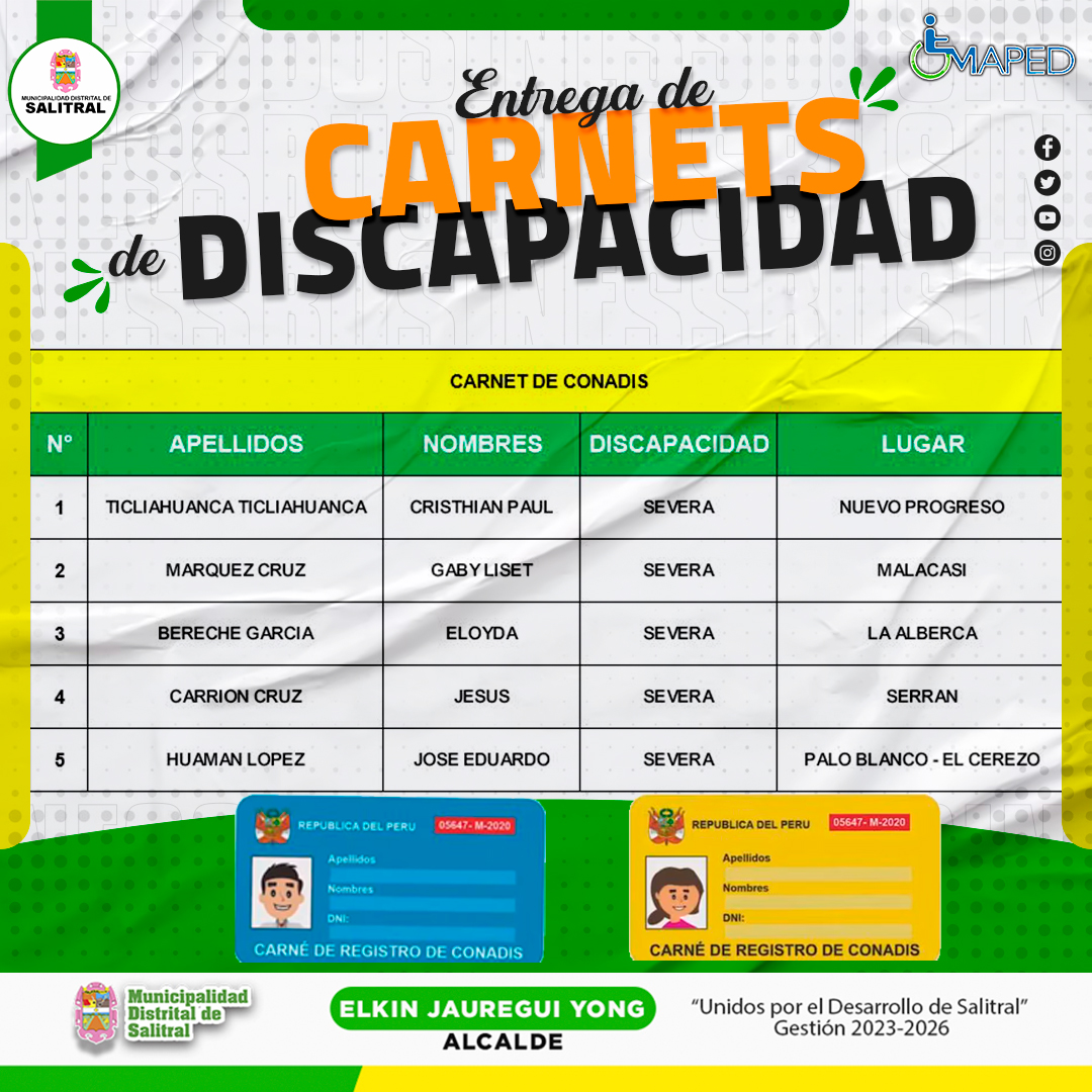 Entrega de carnets de discapacidad