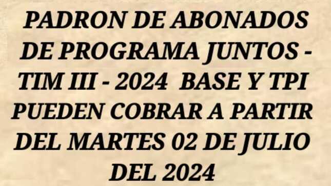 Foto sobre el padrón de abonados del Programa Juntos