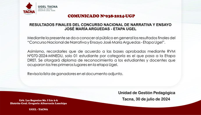 Comunicado Nº38-2024-UGP