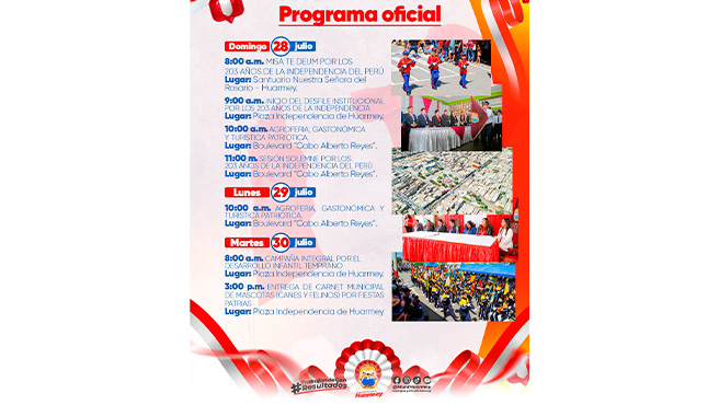 Programa oficial por Fiestas Patrias