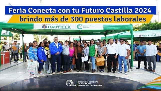 La Dirección de Trabajo y Promoción del Empleo Piura (DRTPE), dirigida por el abog. Jorge Olaya Ramos, en articulación con la Municipalidad Distrital de Castilla, dispuso de más de 300 puestos laborales correspondientes a más de 20 empresas,