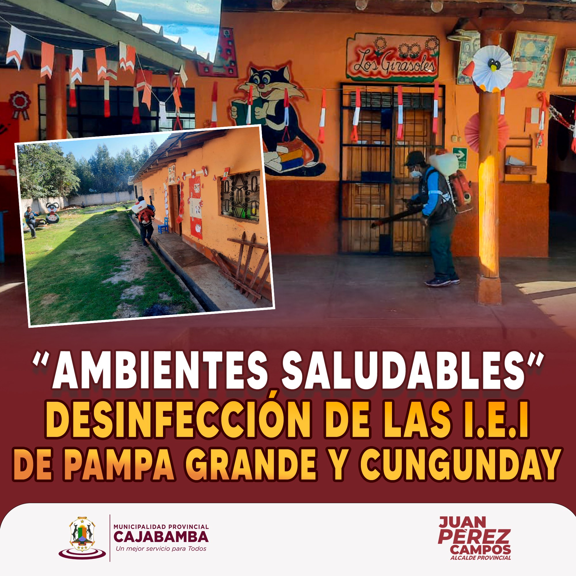 Desinfección de las I.E.I. de Pampa Grande y Cungunday