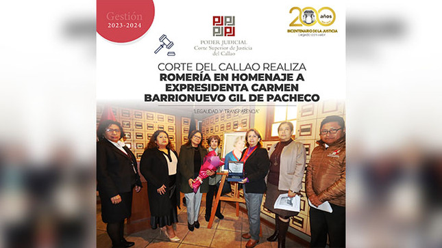 Corte Superior del Callao realizó romería en homenaje a expresidenta Carmen Barrionuevo Gil de Pacheco