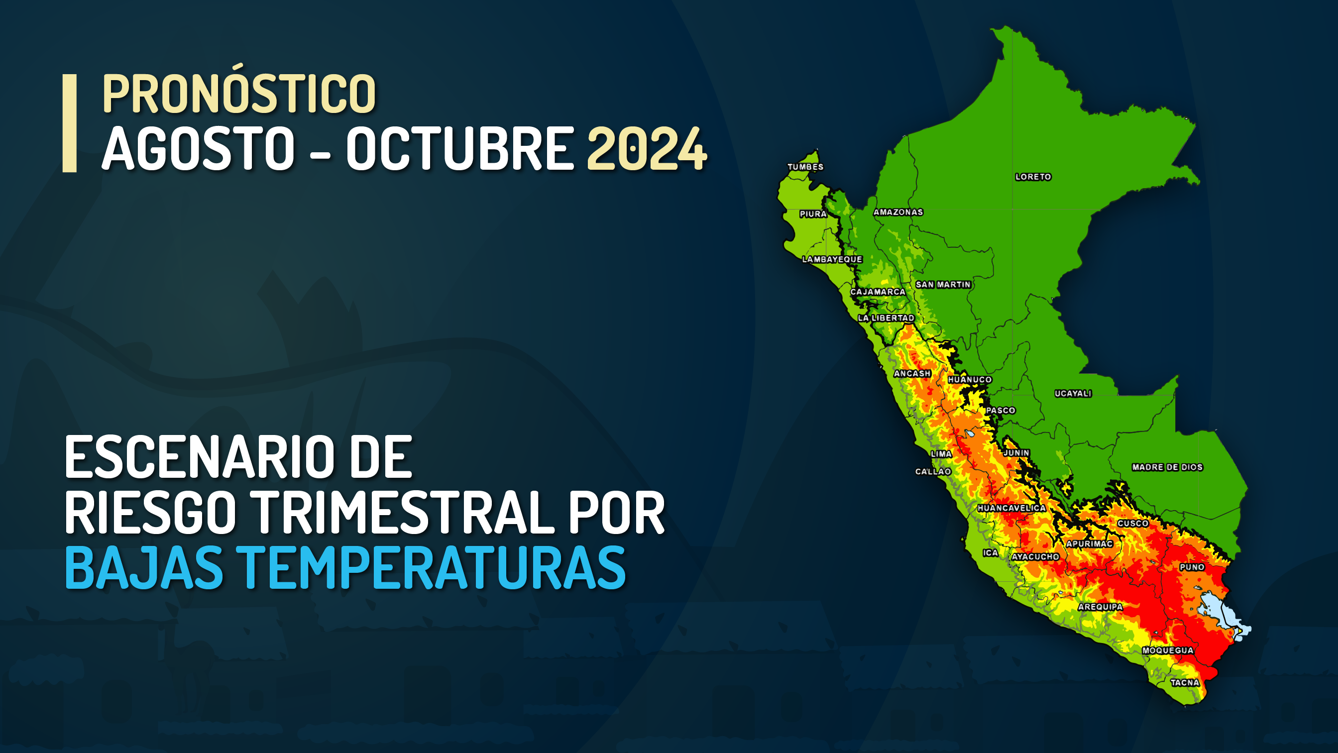 CENEPRED: 13 DEPARTAMENTOS EN RIESGO MUY ALTO POR BAJAS TEMPERATURAS DE AGOSTO A OCTUBRE 2024
