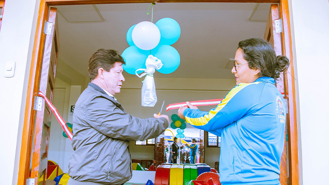 Municipalidad realizo inauguración del nuevo ambiente de la infraestructura de la I.E.I. 480 del A.H. 9 Octubre.