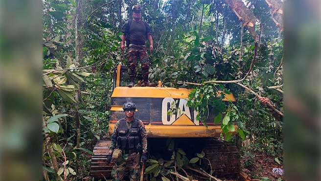 Siguiendo las disposiciones del ministro del Interior, Juan José Santiváñez, para combatir la minería ilegal y delitos conexos en el país, la Policía Nacional del Perú (PNP) ejecutó un operativo helitransportado en el distrito de Colorado, provincia de Manu, región Madre de Dios, logrando incautar maquinaria, bienes y otros insumos utilizados para esta actividad, valorizados en S/7 602 020.
 
Esta importante intervención fue liderada por la Dirección de Medio Ambiente de la PNP, a través del plan operativo “Restauración 2024”, en el anexo San Juan de la mencionada localidad, donde los agentes del orden hallaron hasta ocho campamentos mineros rústicos instalados para realizar labores de extracción de oro, ocasionando la degradación del suelo y la deforestación de la zona boscosa.
 
Ante esta grave afectación del medio ambiente, las fuerzas policiales, en conjunto con el Ministerio Público, decidieron intervenir el lugar con apoyo de personal del Ejército peruano, logrando la incautación de toda la maquinaria, materiales, accesorios e insumos utilizados para esta ilícita actividad, dando un certero golpe contra las organizaciones criminales dedicadas a este delito.
 
Según información de la Policía Nacional, en esta zona se halló una excavadora, generadores eléctricos, motosierras, taladros, volquetes, mangueras, combustible, un cargador frontal, una camioneta pick up, linternas, y otros elementos que, por la dificultad que significaba su trasladado, se decidió aplicar el Decreto Legislativo N° 1100, que establece la interdicción de estos equipos.