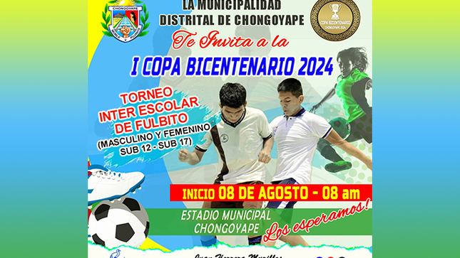 Imagen de invitación a la inauguración de  I Copa Bicentenario en las categorías Sub 12 y Sub 17, tanto masculina como femenina. 