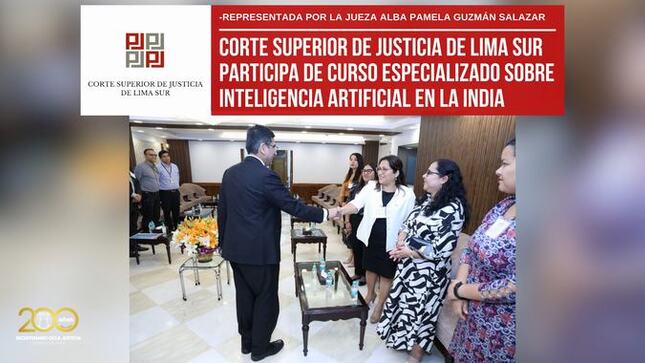 Corte Superior de Justicia de Lima Sur participa de Curso Especializado sobre Inteligencia Artificial en la India