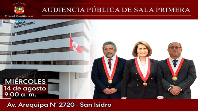 La Sala Primera del Tribunal Constitucional sesionará en audiencia pública el miércoles 14 de agosto y verá 70 causas