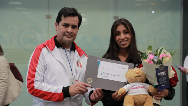 IPD recibió a atletas Kimberly García y César Rodríguez en Aeropuerto Jorge Chávez