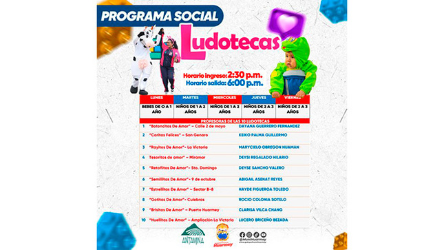 PROGRAMAS SOCIALES - Horarios de los talleres en Huarmey