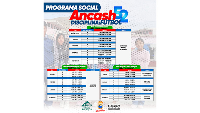 PROGRAMAS SOCIALES - Horarios de los talleres en Huarmey