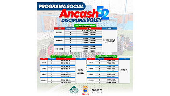 PROGRAMAS SOCIALES - Horarios de los talleres en Huarmey