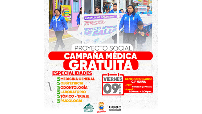 Programación de las Campañas de Salud gratuitas en Huarmey.