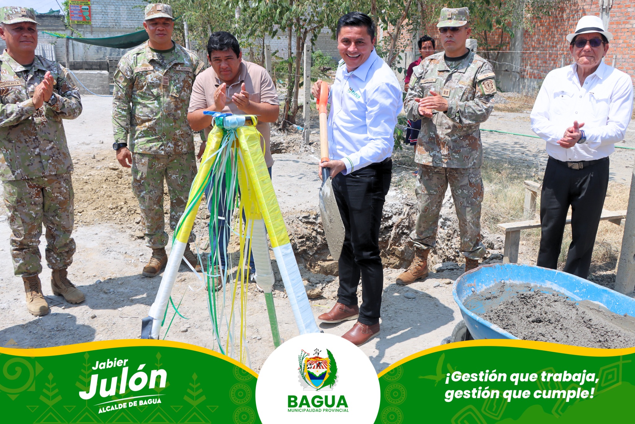 Información acerca de ceremonia de colocación de la primera piedra para la construcción de la nueva Oficina de Registro Militar Provincial 018-E en Bagua Grande.