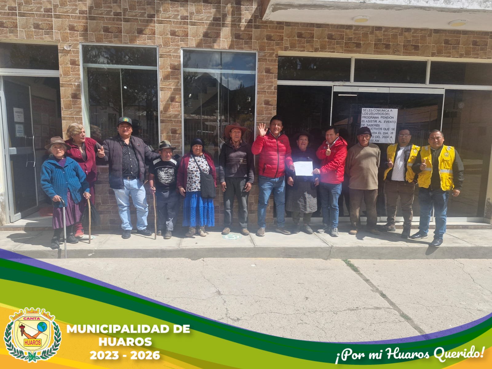 Reconocimiento al Alcalde del Distrito de Huaros por la labor en Pensión 65