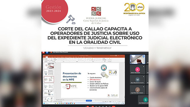 Corte del Callao capacita sobre uso del Expediente Judicial Electrónico en la oralidad civil