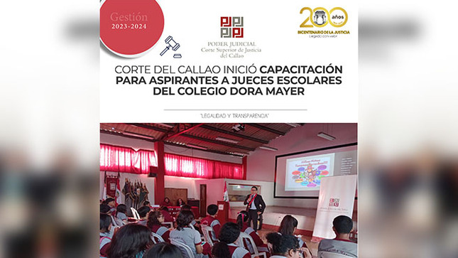 Comisión de Acceso a la Justicia de la Corte del Callao inició capacitación para aspirantes a jueces escolares del colegio Dora Mayer