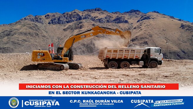 Municipalidad Distrital de Cusipata inicia la construcción del Relleno Sanitario en Kunkacancha