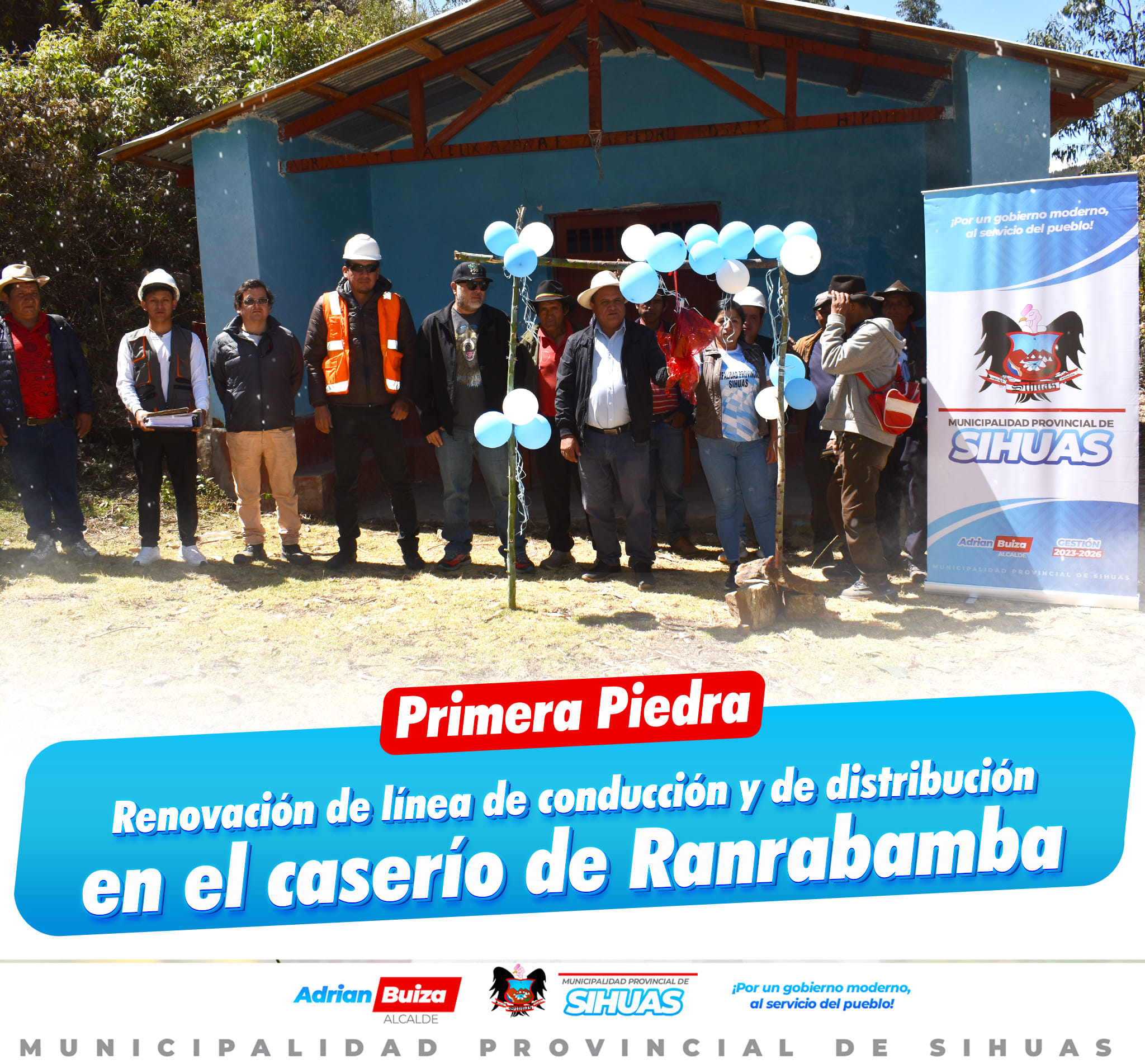 💠INICIA LA REMODELACIÓN DE LA LÍNEA DE CONDUCCIÓN Y RED DE DISTRIBUCIÓN DEL SISTEMA DE AGUA POTABLE EN RANRABAMBA
El alcalde provincial, Mg. Demetrio Adrián Buiza Picon, junto a los regidores, el equipo técnico de la subgerencia de Obras Públicas y Privadas, y pobladores del caserío de Ranrabamba, participó en la ceremonia de colocación de la primera piedra de la obra: “Remodelación de Línea de Conducción y Red de Distribución del Sistema de Agua Potable en Ranrabamba, Distrito de Sihuas, Provincia de Sihuas, Departamento de Áncash”, con el Código Único de Inversiones (CUI) 2626705.
Este importante proyecto, que cuenta con un presupuesto de S/ 143,745.90 y un plazo de ejecución de 30 días calendario, será ejecutado por la empresa Consorcio Ejecutor Sihuas.
De esta manera, la autoridad edil reiteró su compromiso con la mejora de la calidad del agua, subrayando el valor de esta infraestructura para el desarrollo y bienestar del distrito de Sihuas.