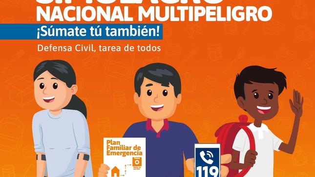 📢 ¡Participa en el #Simulacro Nacional 2024, hoy a las 3 p. m. 💪!
🚨Inicia con el sonido de alarmas.
📍Ubícate en las zonas seguras.
 🗣Evacúa y sigue las indicaciones de las autoridades.
🎒Recuerda tener lista tu mochila para emergencias.
