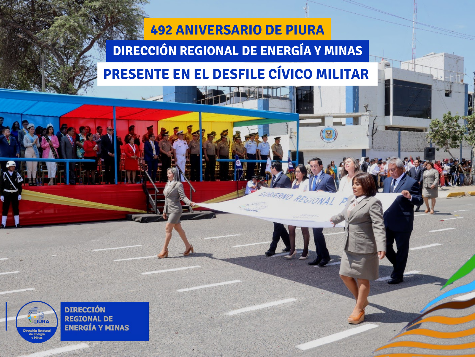 DIRECTORES REGIONALES ENCABEZANDO EL BATALLÓN DE FUNCIONARIOS DEL GOBIERNO REGIONAL EN EL DESFILE CÍVICO MILITAR POR EL 492 ANIVERSARIO DE PIURA
