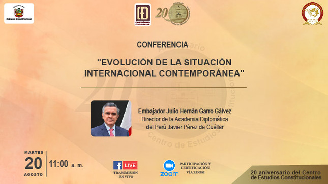 Director de la Academia Diplomática del Perú dictará conferencia virtual sobre "Evolución de la situación internacional contemporánea"