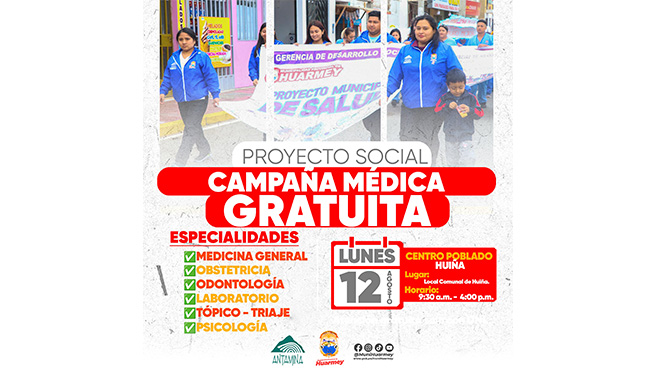Programación de las campañas de salud gratuitas en Huarmey.