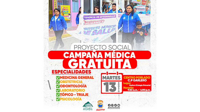 Programación de las campañas de salud gratuitas en Huarmey.