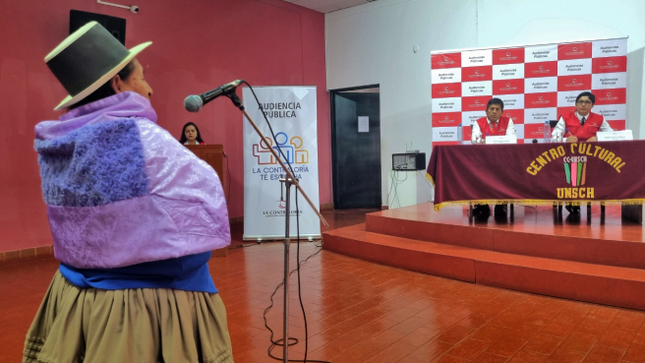 Ayacucho.- Debido a la implicancia que trajo consigo el paro de 48 horas del 18 y 19 de julio, la Contraloría General reprogramó la Audiencia Pública Presencial “La Contraloría te Escucha” para este viernes 23 de agosto, en el auditorio de la Cámara de Comercio de Ayacucho, sito en el Jr. San Martín N° 432 a partir de las 3:30 p.m.