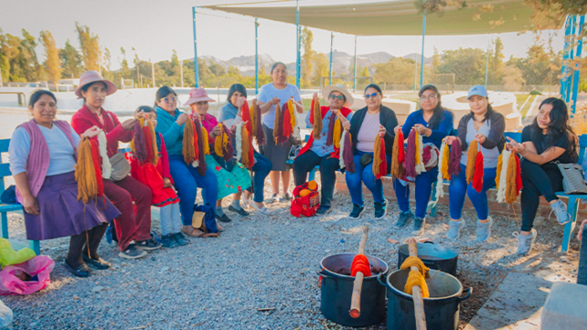 La formación textil fue organizada por la EPS Moquegua como parte del trabajo de retribución que ejecuta en la cabecera de cuenca del río Tumilaca