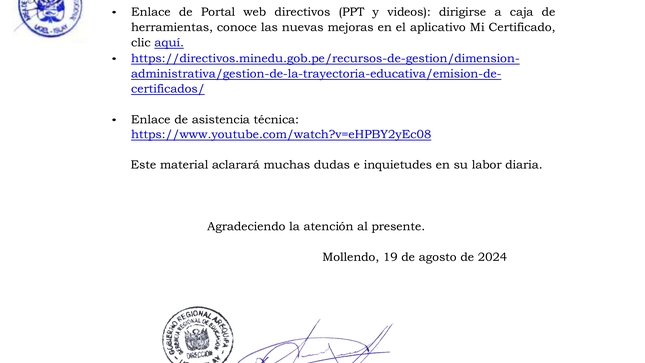 Comunicado N° 047-2024-AGP-UGEL