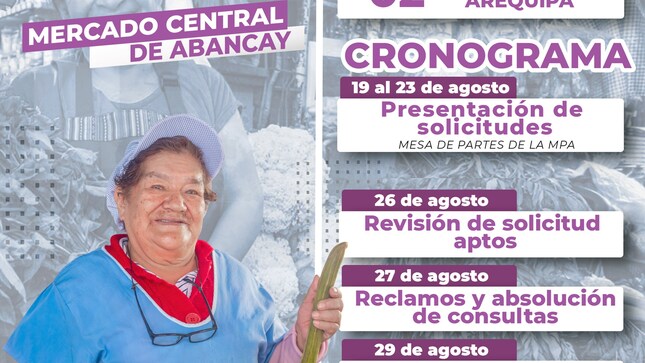 💯MPA: Anuncia Cronograma De Sorteo De Puestos En El Mercado Central De Abancay