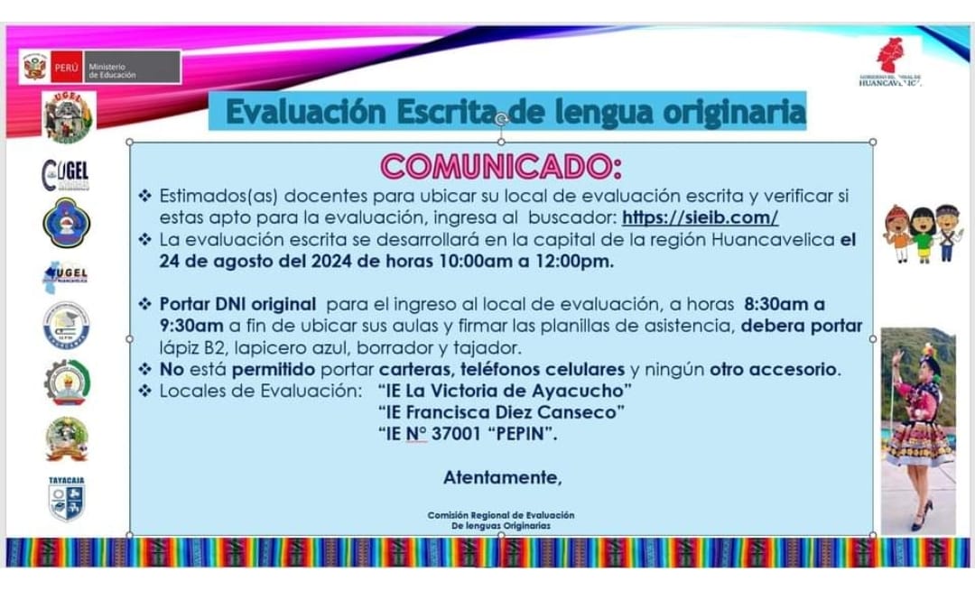 Tutorial sobre c贸mo localizar la sede y el local para la evaluaci贸n escrita en Lengua Originaria