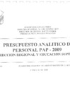Vista preliminar de documento Presupuesto Analítico de Personal-PAP 2009