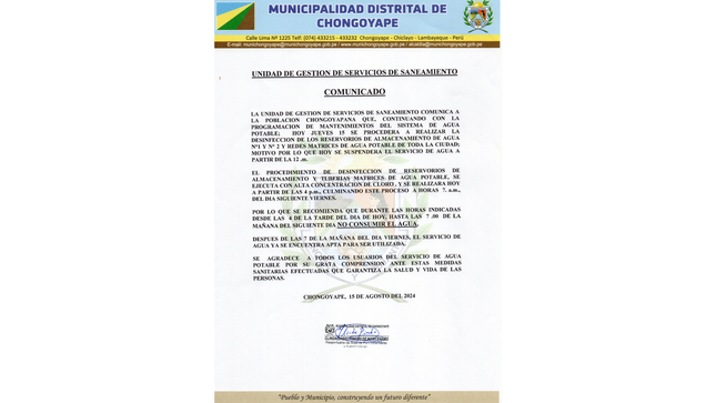 Imagen de comunicado de UGSS.