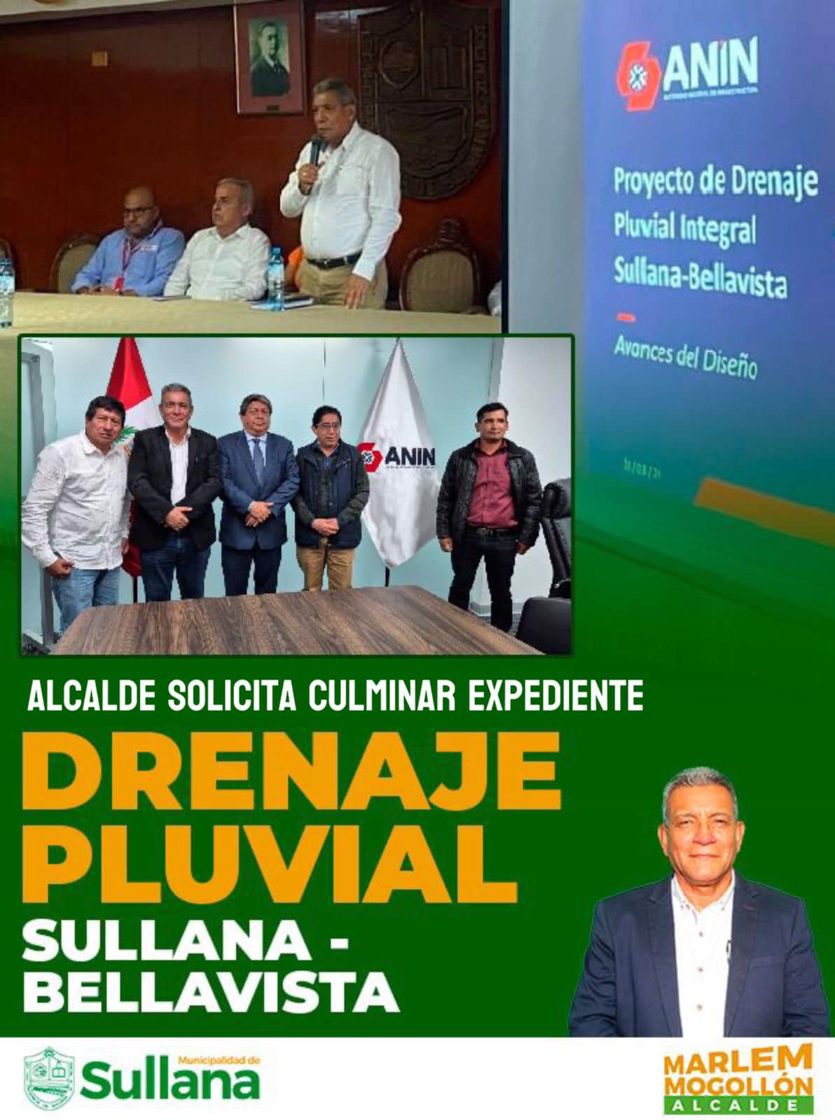 El alcalde de Sullana, Ing. Marlem Mogollón Meca, sostuvo una importante reunión en la sede de la Autoridad Nacional de Infraestructura (ANIN), en Lima, donde incidió en la urgencia de empezar con los trabajos para evitar inundaciones en los próximos periodos lluviosos, por lo que demandó que se acelere la culminación del expediente técnico del Proyecto de Drenaje Pluvial para Sullana y Bellavista
El alcalde Marlem Mogollón en la reunión con el jefe de la ANIN, Econ. Hernán Yaipén Aréstegui, indicó que en junio del 2022 se llevó a cabo la firma del contrato entre la Reconstrucción con Cambios (ARCC) y la empresa Benito Roggio e Hijos S.A. Sucursal del Perú (BRH) para la entrega del “Drenaje Pluvial Integral de la Ciudad de Sullana-Bellavista”; sin embargo, han transcurrido dos años y se sigue esperando la culminación del expediente y las respectivas obras que permitan proteger a la población y mitigar probables inundaciones.
Se acordó que, para el próximo martes, se espera la visita de funcionarios de la ANIN a la ciudad de Sullana, quienes deberán informar sobre los avances relacionados con el proyecto. Entre los asistentes a la reunión se encontraban diversas autoridades y técnicos involucrados en el desarrollo del proyecto.
En tanto, recientemente la empresa Benito Roggio informó que el drenaje pluvial para Sullana considera la atención en la zona este, oeste, Sullana centro y Bellavista, para poder atender los grandes flujos de agua que se producen, así como la intervención en el Canal vía para atender las aguas pluviales del centro de la ciudad.