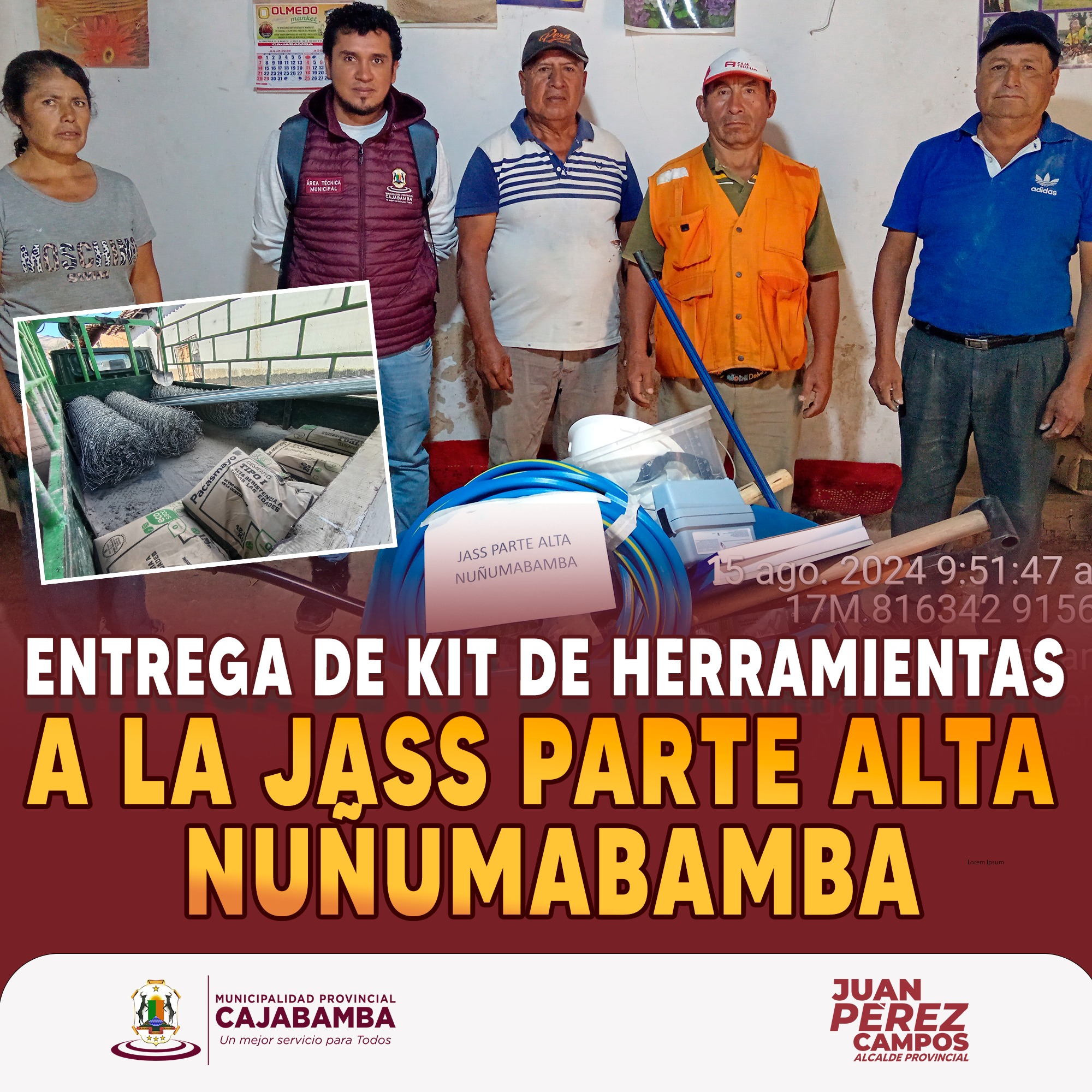 Entrega de kit de herramientas a la JASS parte alta Nuñumabamba