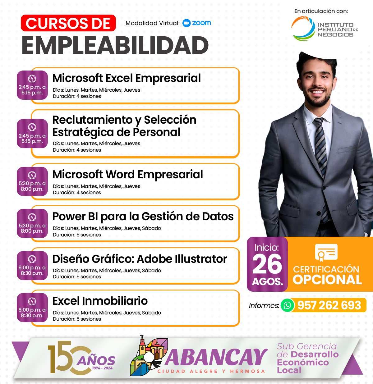 ✍️La Municipalidad de Abancay, en coordinación con el Instituto Peruano de Negocios te invita a participar de nuestra convocatoria de becas