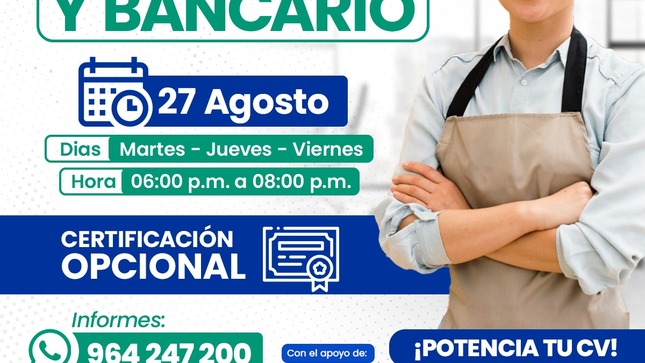  Curso con acceso gratuito de cajero comercial y bancario