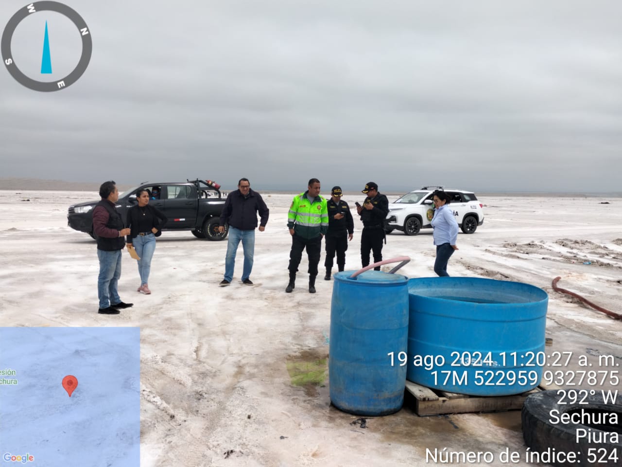 Cuerpo técnico legal en la zona del yacimiento de sal