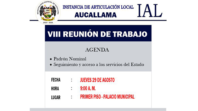 VIII Reunión de trabajo de la Instancia de Articulación Local