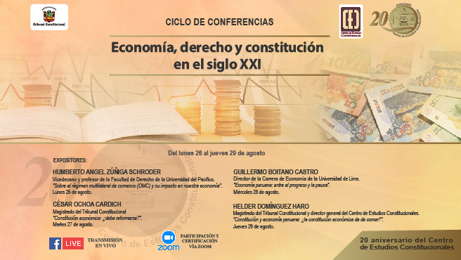 Del 26 al 29 de agosto se realizará el Ciclo de Conferencias "Economía, derecho y constitución en el siglo XXI" organizado por el CEC del TC