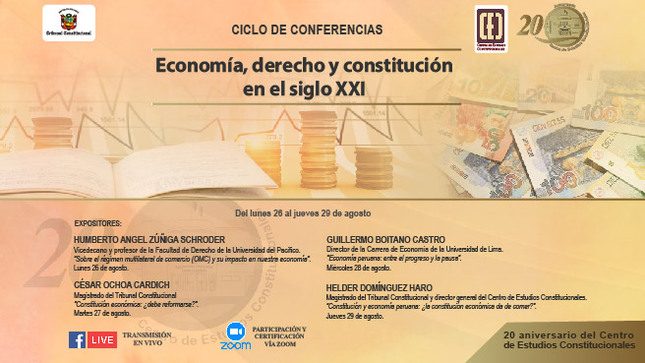 Del 26 al 29 de agosto se realizará el Ciclo de Conferencias "Economía, derecho y constitución en el siglo XXI" organizado por el CEC del TC