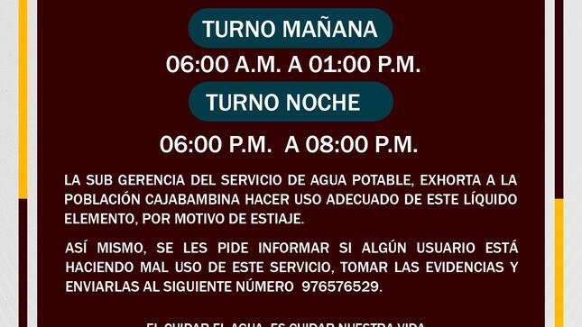 Atención usuarios del servicio de agua potable